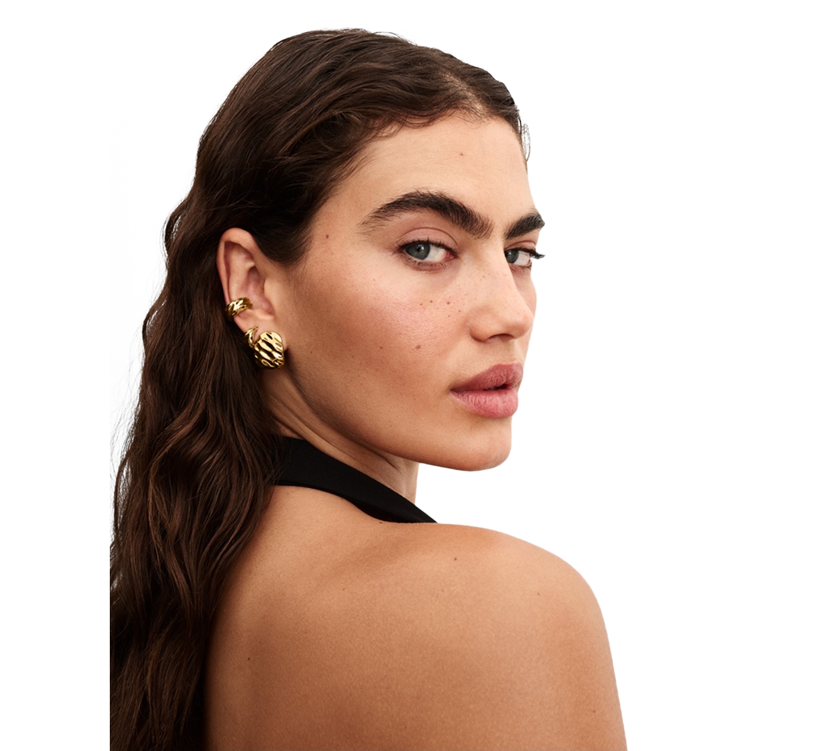 Pandora Rippled Open Hoop Earrings