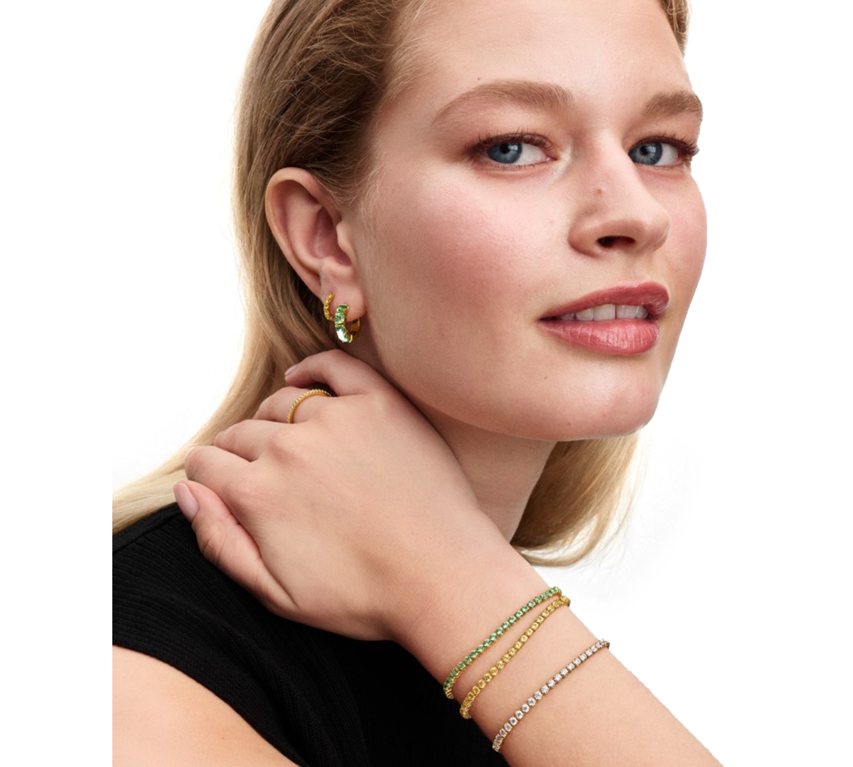 Pandora Sparkling Yellow Tennis Bracelet In Green