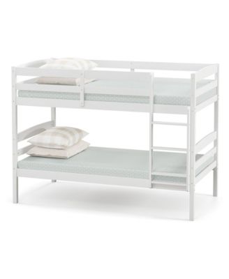 Twin Over Twin Bunk Bed Wooden Convertible Into 2 Beds High Guardrails