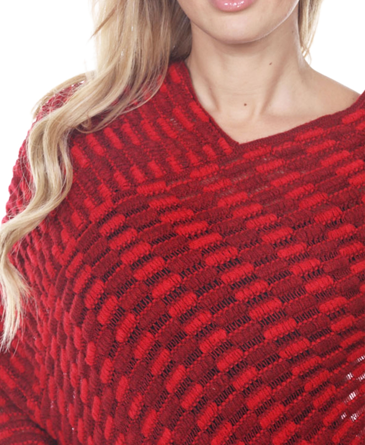 White Mark Women's Textured Fringed Poncho Sweater In Animal Print