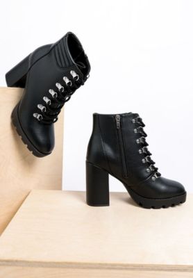 Womens hamiltons lace up block heel boots