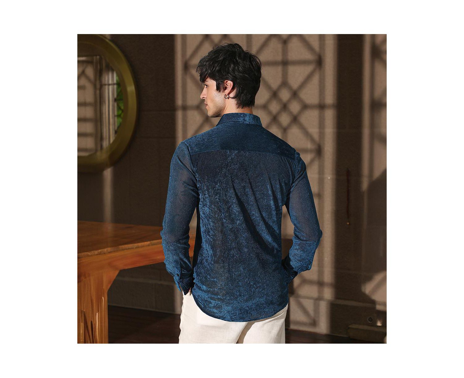 Men's Men 's Solid Velvet Shirt