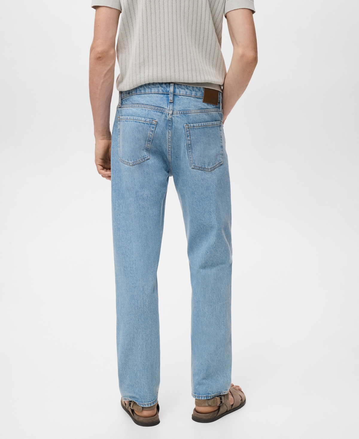Mango Moby Straight Fit Cotton Jeans In Blue