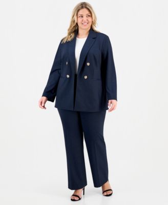 Plus Size Faux Double Breasted Blazer