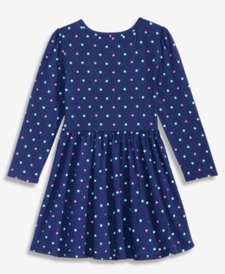 Girls' Toddler 2T-4T Long-Sleeve Dot-Print Dress