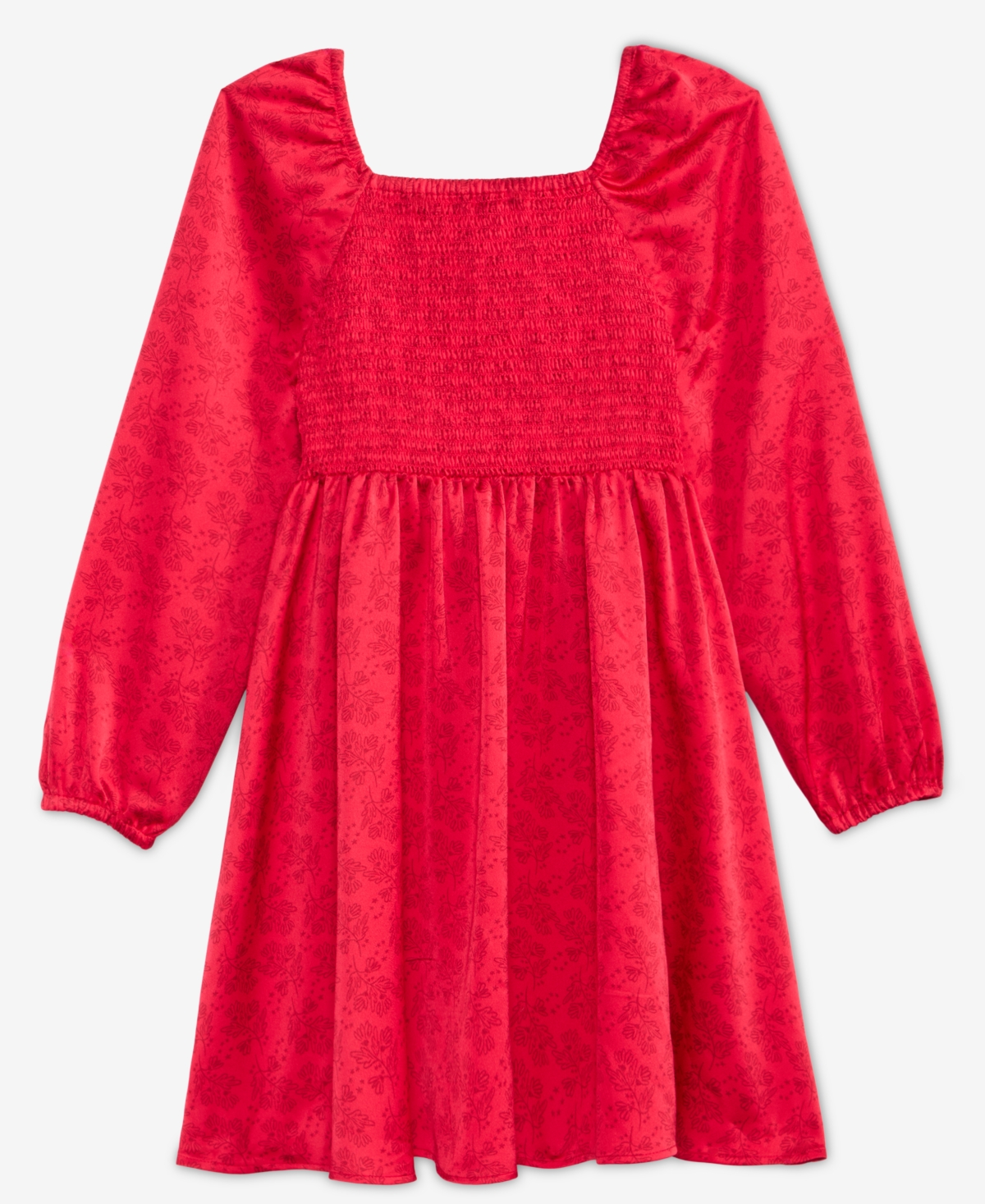Epic Threads Girls 5-20 Smocked Satin Long-sleeve Dress, Macy's Exclusive In Red