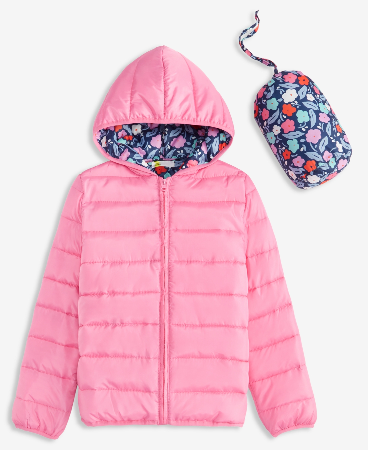 Epic Threads Girls 5-20 Floral Print Packable Long-sleeve Jacket, Macy's Exclusive In Pink