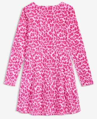 knee length dresses for ladies Billie Pink Leopard Print Long Sleeved Dress