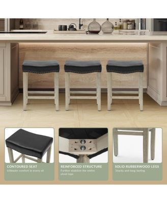 24" Upholstered Saddle Seat Counter Stool