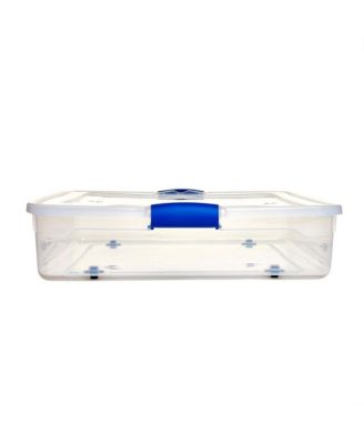 56 Quart 2 Pack Underbed Secure Latching Clear Plastic Storage Container