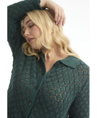 Women's June + Vie Crochet Button Down Shirt