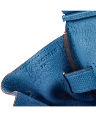 Pre-Owned HERMES Birkin 30 Handbag Blue Epsom with Palladium Hardware
