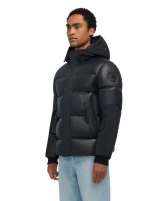 Men's Nuray Mixed Media Color Block Puffer with Fixed Hood