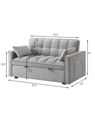 Modern Velvet Loveseat Sofa Bed with Storage & Pull-Out Bed, Compact Sleeper Couch with Adjustable Recline