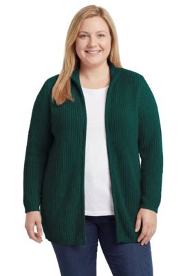 Plus Size Within Zip Front Shaker Cardigan Sweater