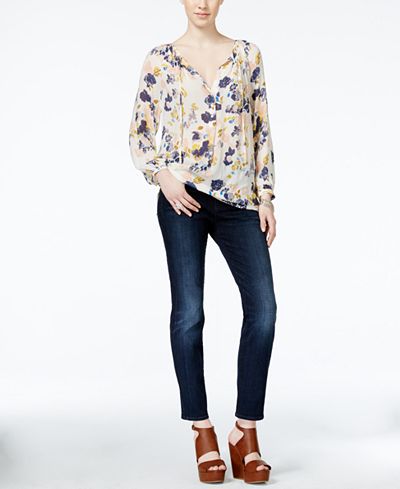 Lucky Brand Printed Peasant Top & Hayden Skinny Branbury Wash Jeans