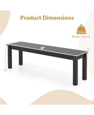 55'' HDPE Outdoor Bench for 2-3 People Weatherproof Backless Patio Garden Bench