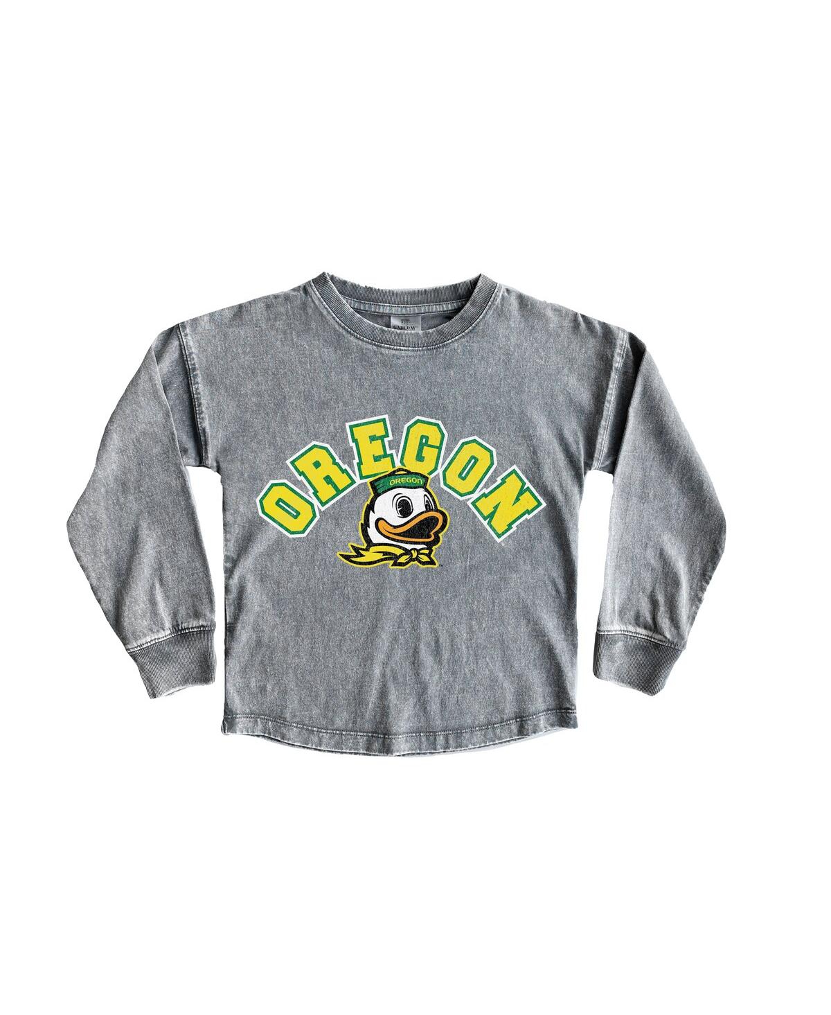 Gameday Couture Big Girls Gray Oregon Ducks Faded Wash Pullover T-shirt In Gray