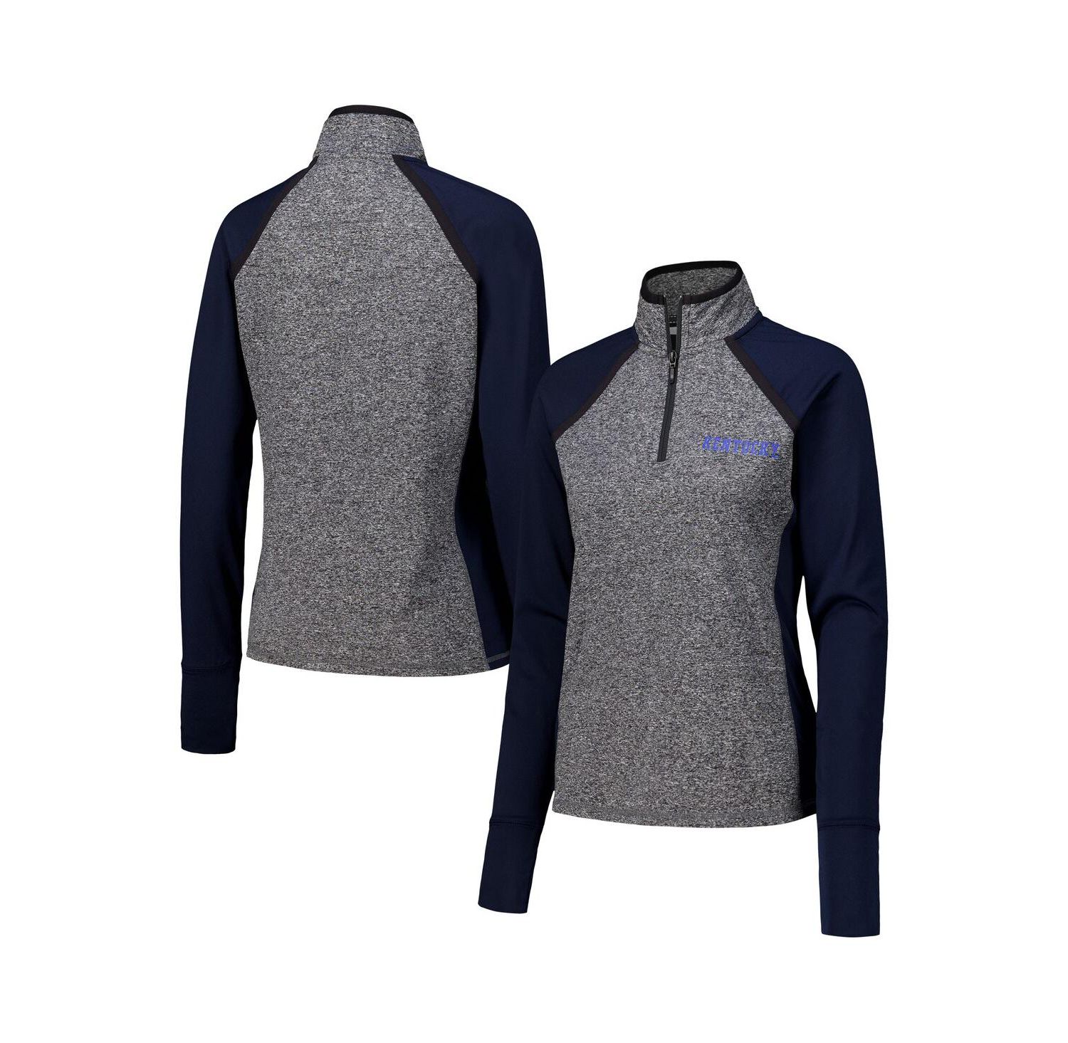 Women's Navy/Heather Gray Kentucky Wildcats Finalist Raglan Quarter-Zip Jacket
