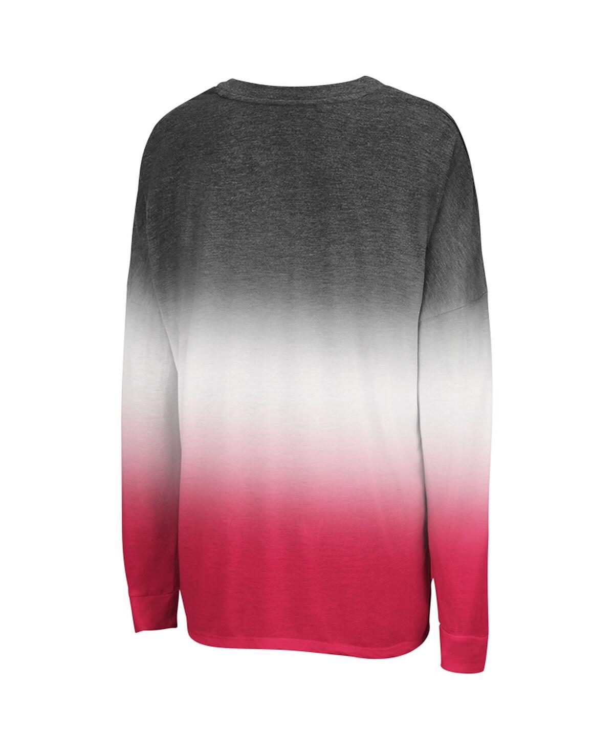 Colosseum Women's Heather Black Texas Tech Red Raiders Winkle Dip Dye Long Sleeve T-shirt In Black