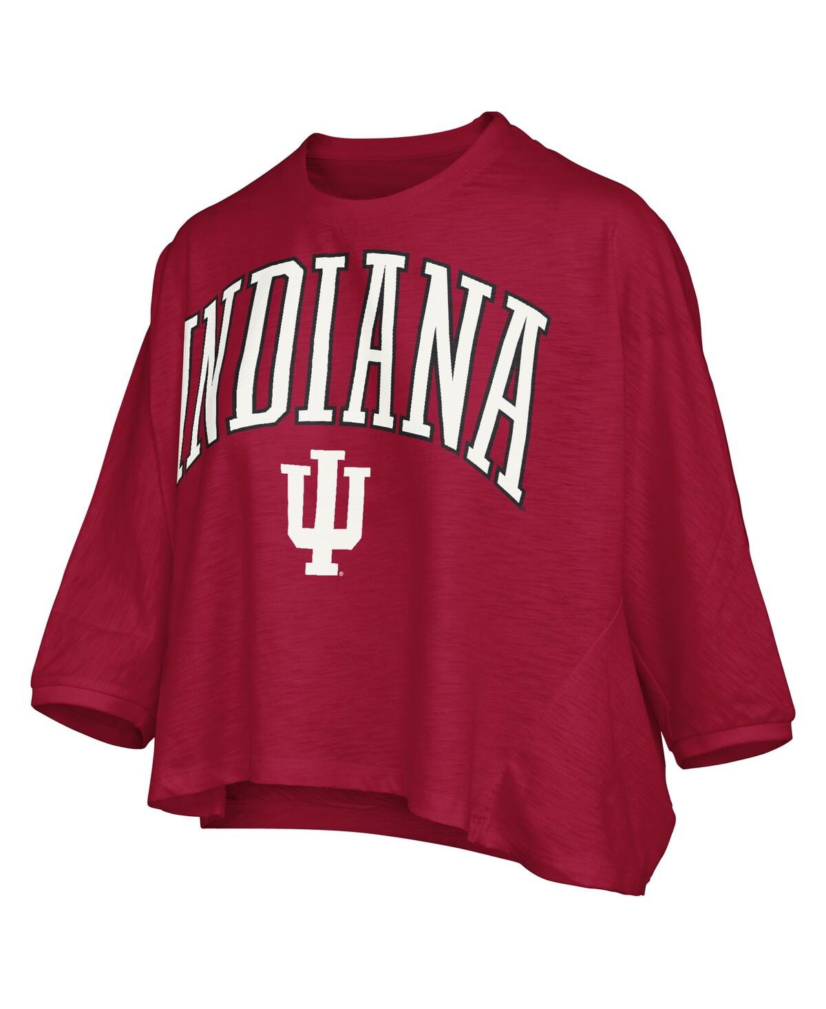 Pressbox Women's Crimson Indiana Hoosiers Midi Arch Over Logo Oversized T-shirt In Red