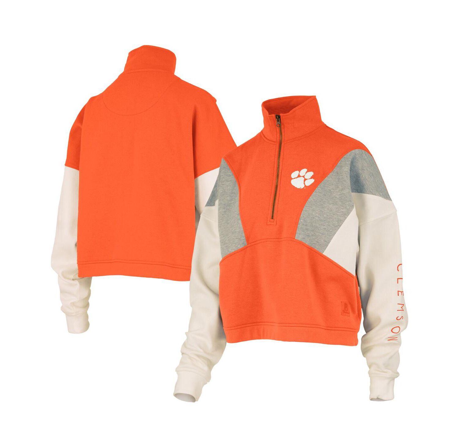 Women's Orange Clemson Tigers Ferrara Color Block Quarter-Zip Sweatshirt