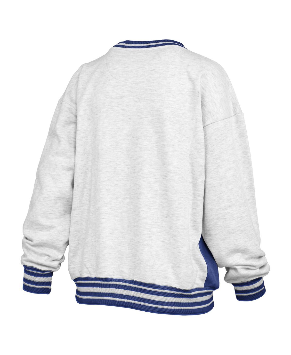 Pressbox Women's Heather Gray/royal Kentucky Wildcats Endzone Crewneck Sweatshirt In Multi
