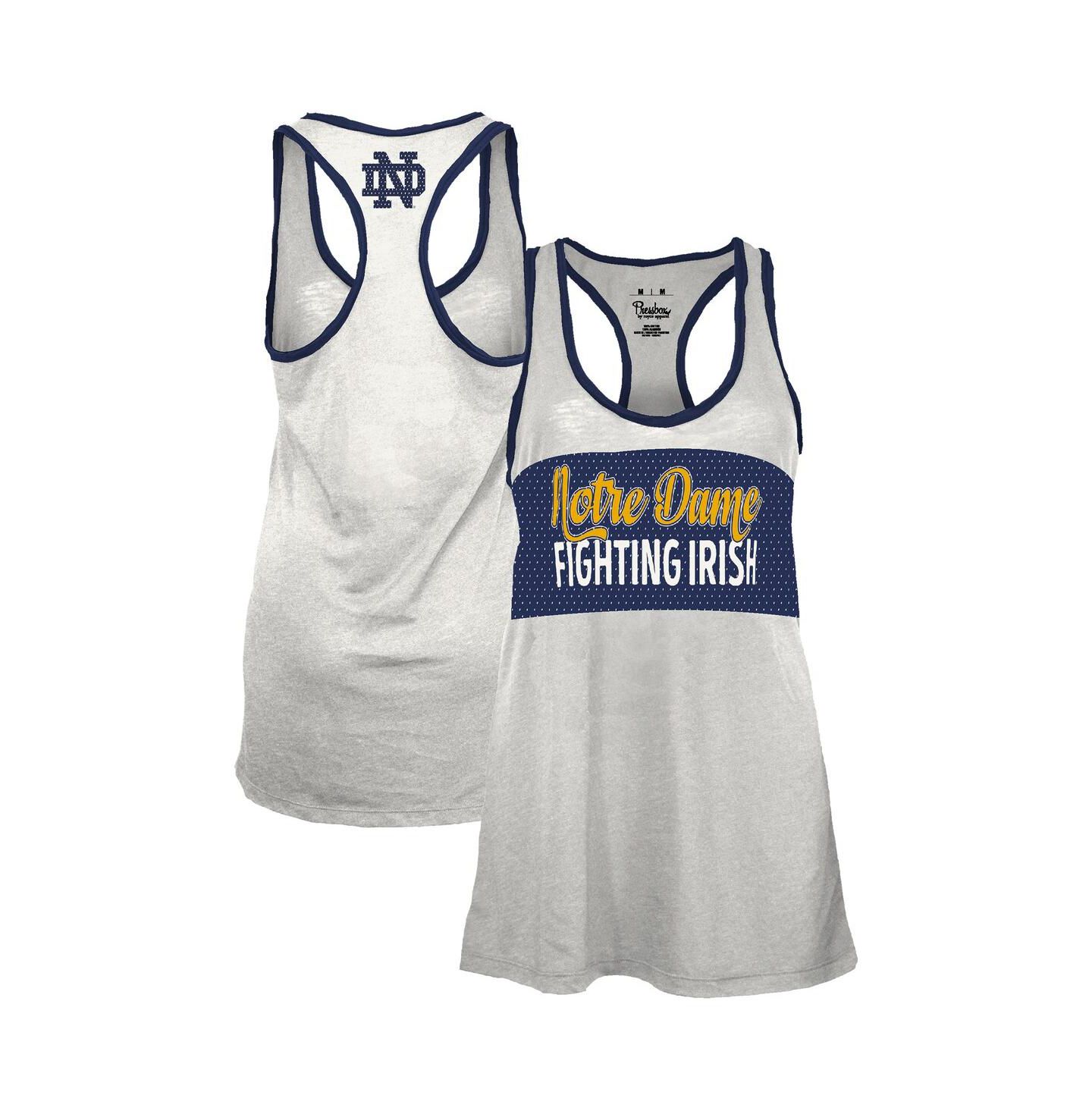 Женский топ Pressbox White/Navy Notre Dame Fighting Irish Tracy Racerback Burnout — фото 1
