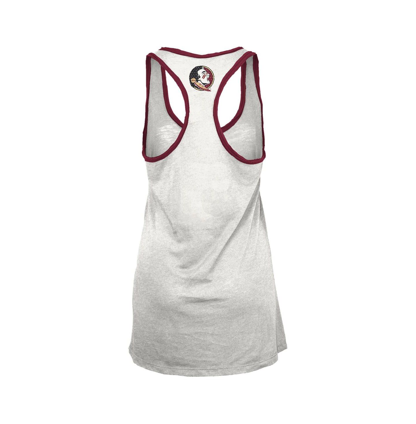 Женский топ Pressbox White/Garnet Florida State Seminoles Tracy Racerback Burnout — фото 2