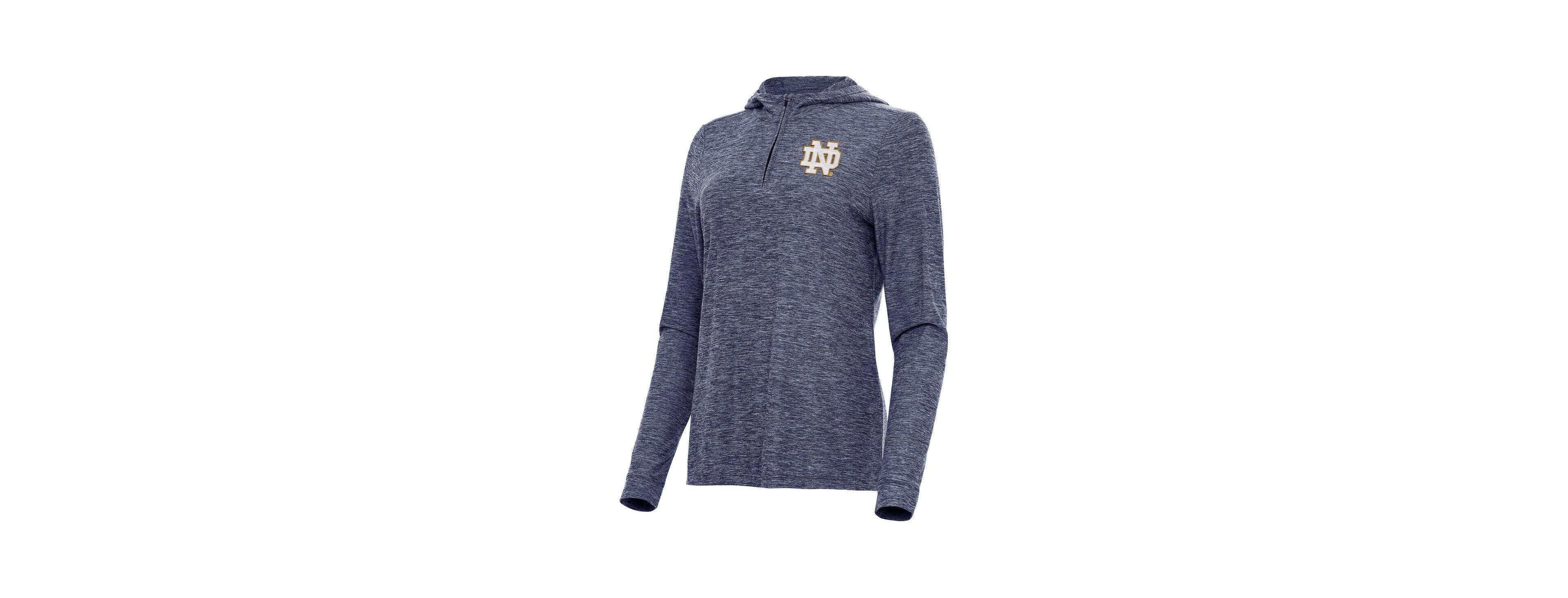 Antigua Women's Heather Navy Notre Dame Fighting Irish Daybreak Quarter-Zip Hoodie