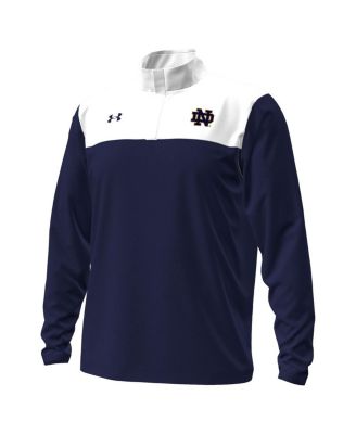 Men's Navy/White Notre Dame Fighting Irish Green Blocked Quarter-Zip Pullover