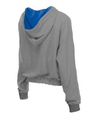 Men's Heather Gray New York Mets Reversed Out French Terry Quarter-Zip Banded Crop Hoodie