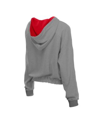Men's Heather Gray Philadelphia Phillies Reversed Out French Terry Quarter-Zip Banded Crop Hoodie