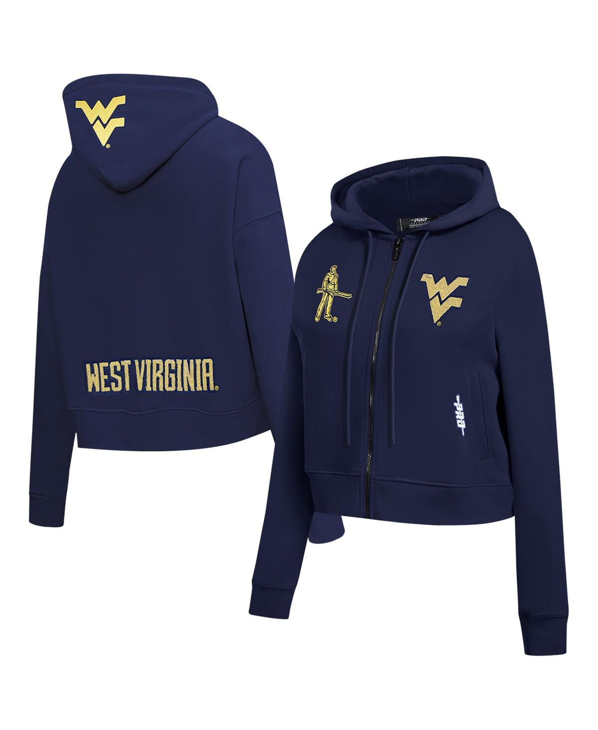 Pro Standard Women's Navy West Virginia Mountaineers Game Day Sequin Full-zip Jacket In Blue