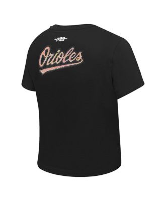 Women's Black Baltimore Orioles Game Day Classics Baby Doll Cropped T-Shirt