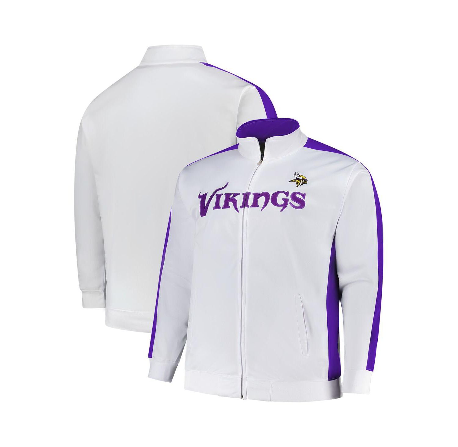 Men's White Minnesota Vikings Big & Tall Tricot Full-Zip Track Jacket