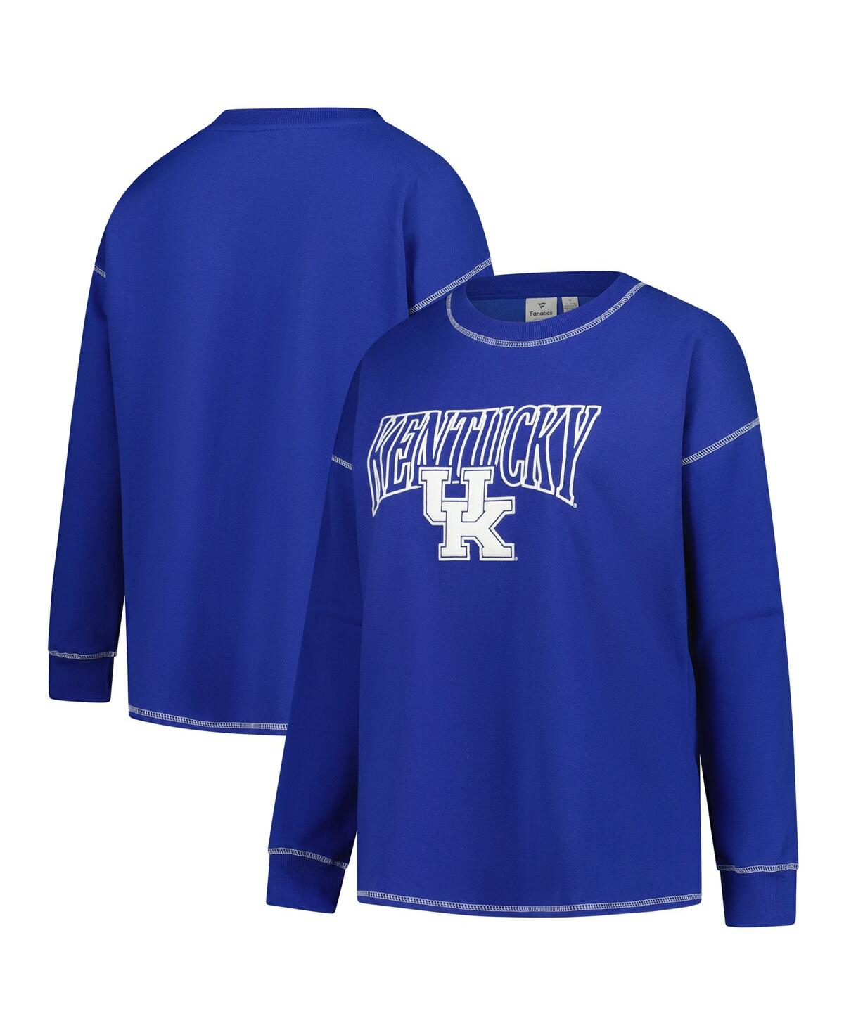 Fanatics Women's Royal Kentucky Wildcats Plus Size Contrast Stitch Sweatshirt In Blue