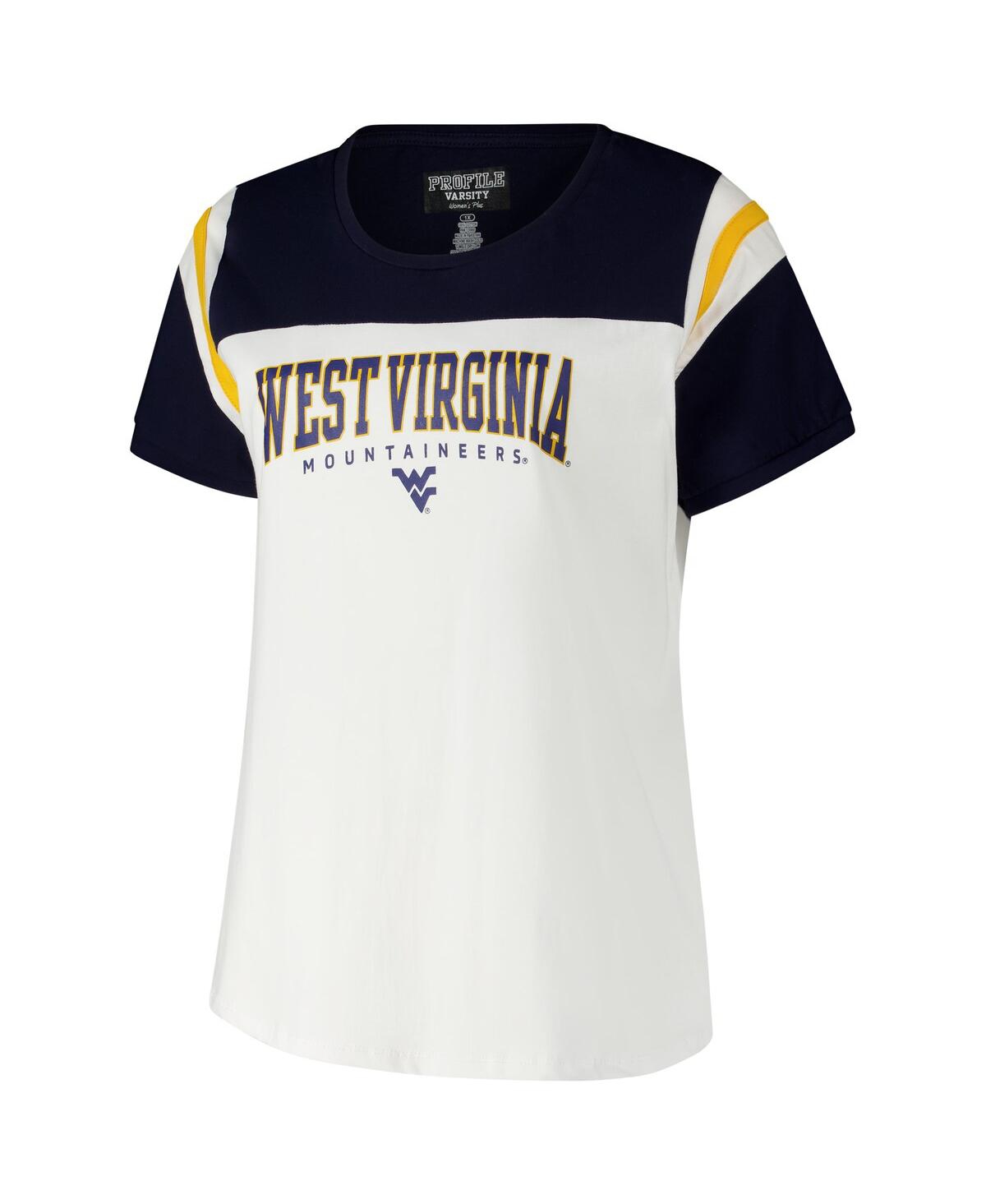 Fanatics Women's White West Virginia Mountaineers Plus Size Winning Gear T-shirt In Blue