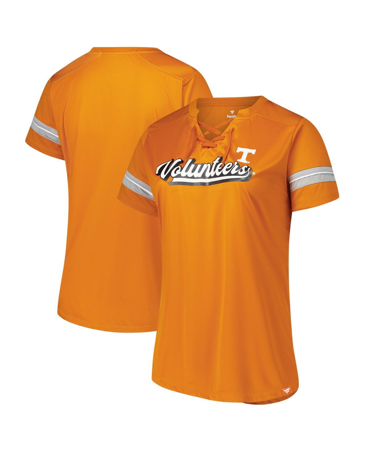 Fanatics Women's Tennessee Orange Tennessee Volunteers Plus Size Overtime Readiness Lace-up T-shirt In Orange