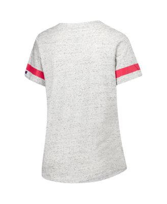 Women's Heather Gray Georgia Bulldogs Plus Size Lace-Up V-Neck T-Shirt