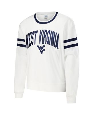 Concept Sport Women's White West Virginia Mountaineers Borough French Terry Arch Over Long Sleeve Top