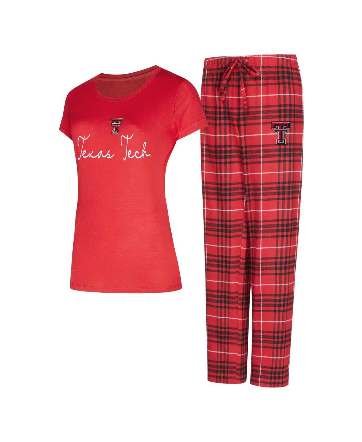 Concepts Sport Concept Sport Women's 2-piece Red Texas Tech Red Raiders Vector Top And Flannel Pants Sleep Set