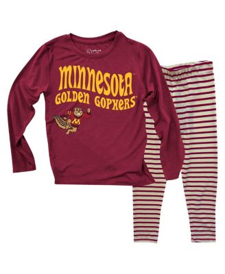 Wes & Willy - Toddler 2-Piece Minnesota Golden Gophers Long Sleeve Top and Striped Tri-Blend Leggings Set