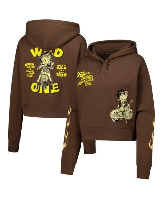 Freeze Max - Women's Brown Betty Boop Cropped Pullover Hoodie
