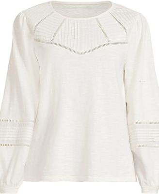 Women's Plus Size Long Sleeve Slub Pintuck Top