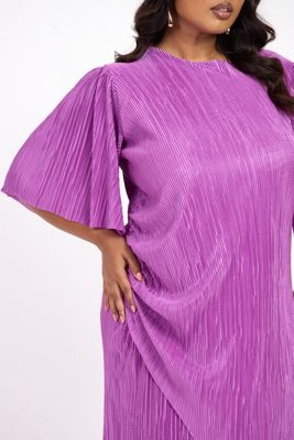 Women's FASHION-SZN Ruched Side Flutter Sleeve Midi Dress