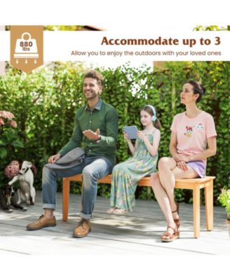 55'' Teak Wood Bench 3-Person Backless Seating w/ 880 LBS Weight Capacity