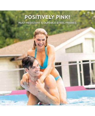 28290EH 8ft x 30in Round Metal Frame Above Ground Swimming Pool, Pink