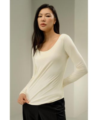 Women's Scoop-Neck Pure Silk Slim Fit Top