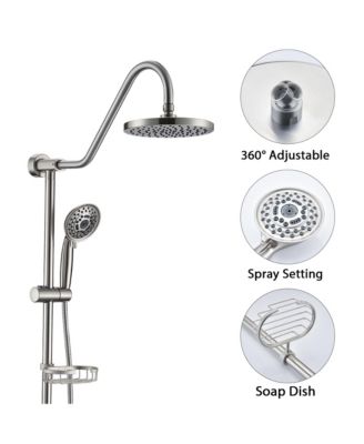 Shower Head with Handheld Shower System with 8" Rain Shower Head with Tub Spout Rough-in Valve Included